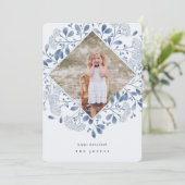 Winter Bouquet | Elegant Waterverf Hanukkah Foto Feestdagenkaart (Staand voorkant)