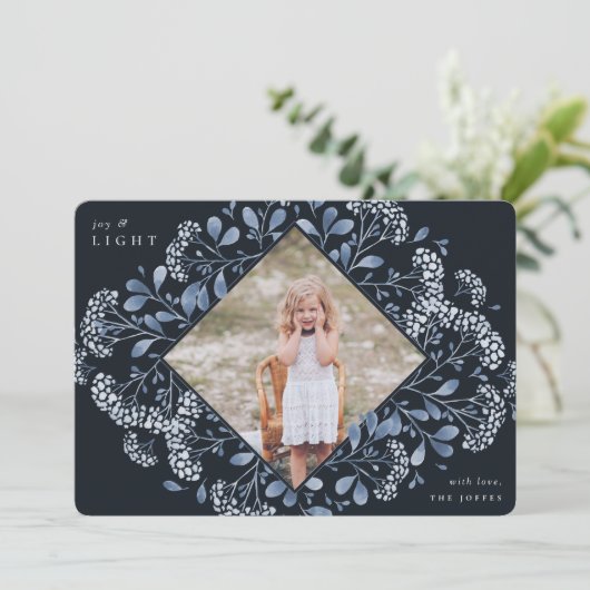 Winter Bouquet | Hanukkah-foto Feestdagenkaart (Staand voorkant)