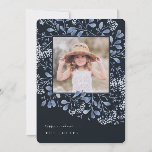 Winter Bouquet | Hanukkah-fotokaart Feestdagenkaart (Voorkant)