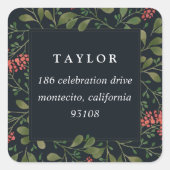 Winter Bouquet | Terugkeeradres feestdag Vierkante Sticker (Voorkant)