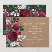 Winter Bourgogne Green Foliage Kerstfeest Kaart (Voorkant / Achterkant)