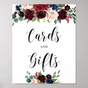 Winter Bourgondië Navy Bloem Kaarten en Cadeaus Bo Poster