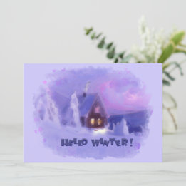 Winter Bovenaan van de bergen Chalet White Firs Feestdagenkaart