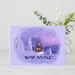 Winter Bovenaan van de bergen Chalet White Firs Feestdagenkaart