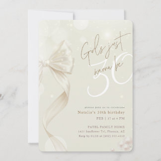 Winter Bow Girls Just Want To Be 30 Birthday Party Kaart