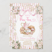 Winter Bow Let’s Par-tea Girl Birthday Snowflakes Kaart (Voorkant / Achterkant)