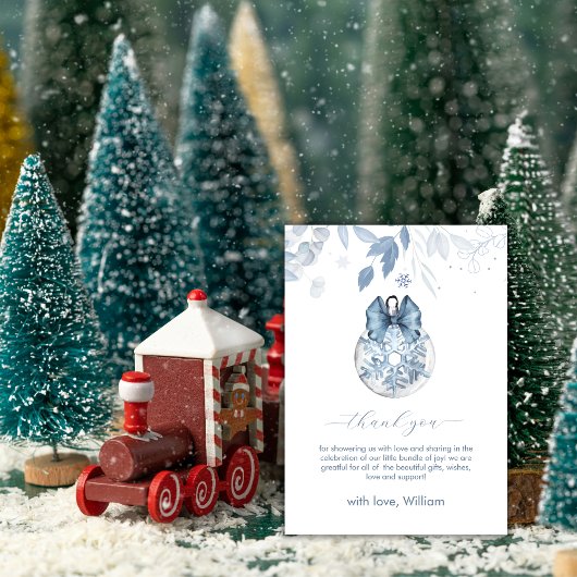 Winter Bow Snowflake Ornament Baby Shower Bedankkaart