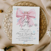 Winter Bow Snowflakes Baby Shower Kaart