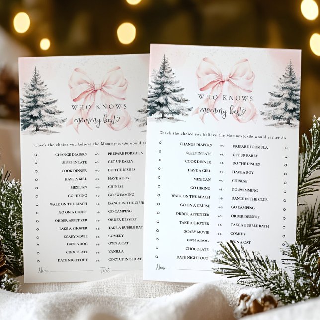 Winter Bow Who Knows Mama Beste Baby shower Game (Creator heeft geüpload)