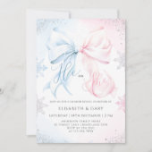 Winter Bows Snowflakes Gender Reveal Invitation Kaart (Voorkant)