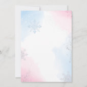 Winter Bows Snowflakes Gender Reveal Invitation Kaart (Achterkant)