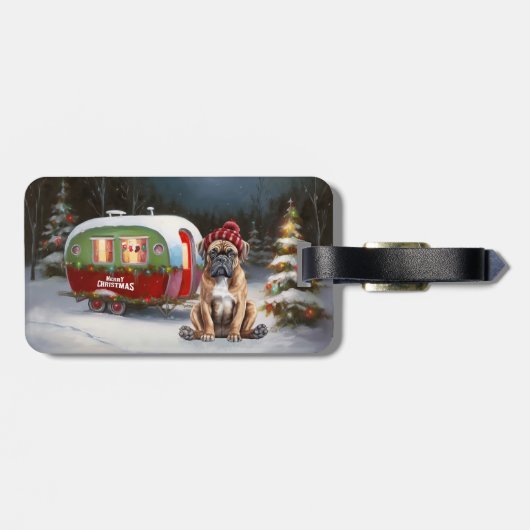 Winter Boxer Caravan Kerstavontuur Bagagelabel (Achterkant horizontaal)