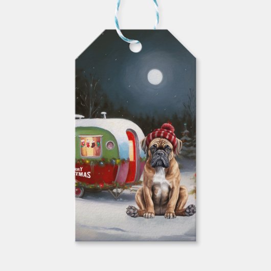 Winter Boxer Caravan Kerstavontuur Cadeaulabel (Voorkant)