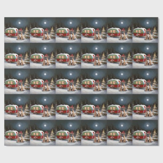 Winter Boxer Caravan Kerstavontuur Cadeaupapier (Vlak)