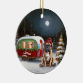 Winter Boxer Caravan Kerstavontuur Keramisch Ornament (Rechts)