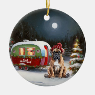 Winter Boxer Caravan Kerstavontuur Keramisch Ornament
