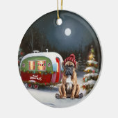 Winter Boxer Caravan Kerstavontuur Keramisch Ornament (Links)