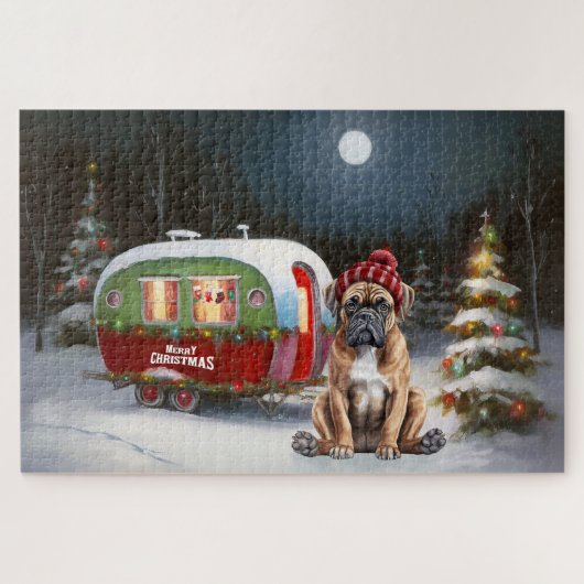 Winter Boxer Caravan Kerstavontuur Legpuzzel (Horizontaal)