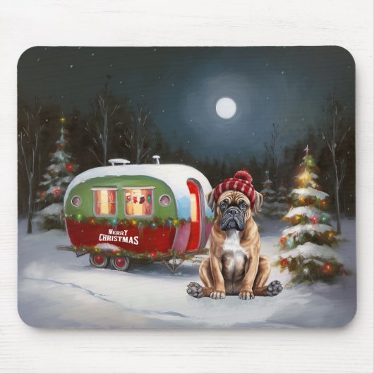 Winter Boxer Caravan Kerstavontuur Muismat (Voorkant)