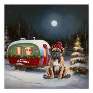 Winter Boxer Caravan Kerstavontuur Perfect Poster