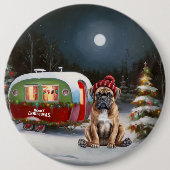 Winter Boxer Caravan Kerstavontuur Ronde Button 6,0 Cm (Voorkant)