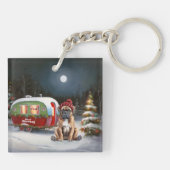Winter Boxer Caravan Kerstavontuur Sleutelhanger (Achterkant)