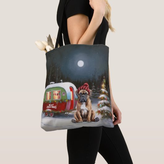 Winter Boxer Caravan Kerstavontuur Tote Bag (Dichtbij)