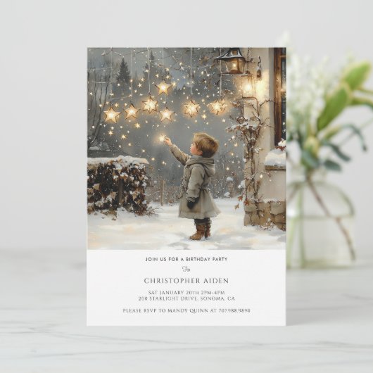 Winter Boy 1st Birthday Kaart (Staand voorkant)