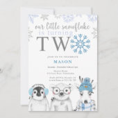Winter Boy 2nd Birthday Uitnodiging (Voorkant)