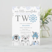 Winter Boy 2nd Birthday Uitnodiging (Staand voorkant)