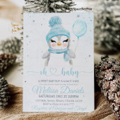 Winter Boy Baby shower nodigt Pinguin uit Kaart