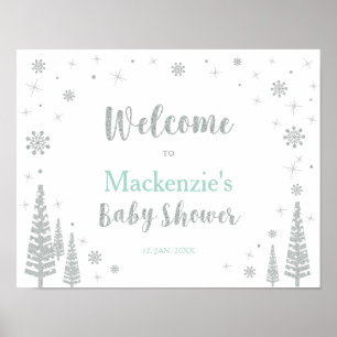Winter Boy Baby shower Welcome Party Sign. Poster