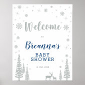 Winter Boy Baby shower Welcome Party Sign. Poster (Voorkant)