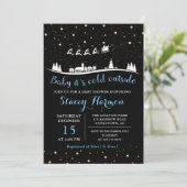 Winter Boy Baby zijn koude buitenblauw Baby shower Kaart (Staand voorkant)