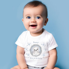 Winter Boy Beary 1e Verjaardag Schattige Blauw Pol