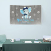 Winter Boy Elephant Backdrop NavySnowflakes Banner (Beurs)