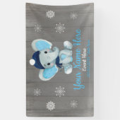 Winter Boy Elephant Backdrop NavySnowflakes Banner (Verticaal)