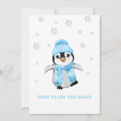 Winter Boy Penguin Baby shower BlueInvitation Kaart (Achterkant)