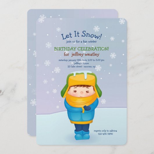 Winter Boy Uitnodiging (Voorkant / Achterkant)