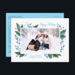 Winter Branch and Berries Photo Holiday Briefkaart<br><div class="desc">Deze klassieke vakantiekaart is voorzien van één familiefoto,  voorzien van waterverf groen. Andere kleuren en backeropties beschikbaar op verzoek. Bedankt om mijn Zazzle winkel te bezoeken!</div>