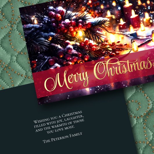 Winter Branch Berries Kaarsen Lichten Kaart