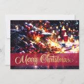 Winter Branch Berries Kaarsen Lichten Kaart (Voorkant)