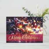 Winter Branch Berries Kaarsen Lichten Kaart (Staand voorkant)