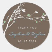 Winter Branch Snow Flower Wedding Bedankt Ronde Sticker (Voorkant)
