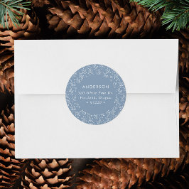 Winter Branches Blue Holiday Return Address Label