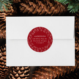 Winter Branches Cranberry Holiday Return Address Ronde Sticker