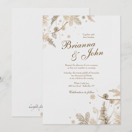 Winter Branches Huwelijksuitnodiging Kaart (Voorkant / Achterkant)