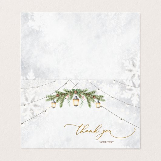 Winter Branches Lantaarn Snowflakes Dank u kaart Visitekaartje (Buitenkant ongevouwen)