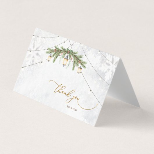 Winter Branches Lantaarn Snowflakes Dank u kaart Visitekaartje (Voorkant)