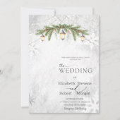 Winter Branches Lantaarn Snowflakes Wedding Kaart (Voorkant)